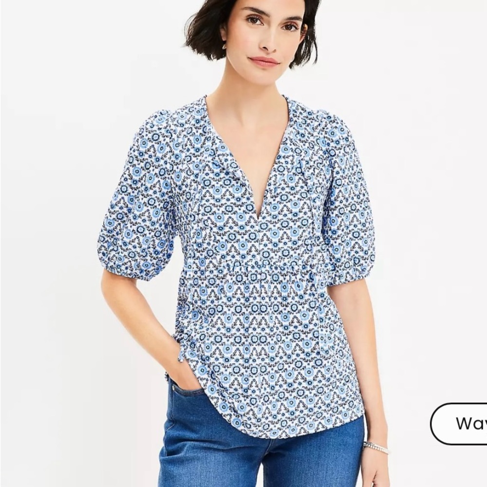 LOFT Floral Puff Sleeve Women's Top XS